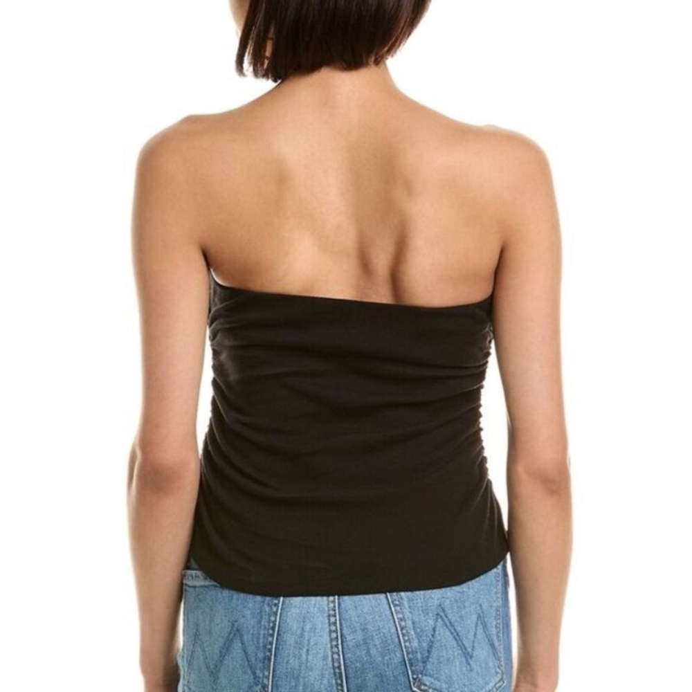 Michael Stars Alexis Tube Top Black Medium Ruched Strapless Sleeveless - Picture 2 of 10